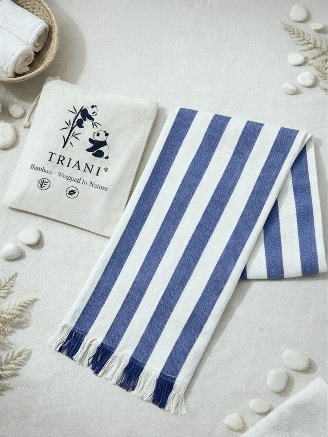 1 (4) 250 GSM Striped Bamboo Turkish Towel-Soft, Absorbent & Quick Dry - Image 1
