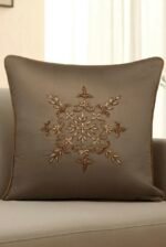 Brown embroidery cotton square cushion cover
