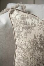 Off White & Beige Abstract Jacquard Square Cushion Covers - Image 2