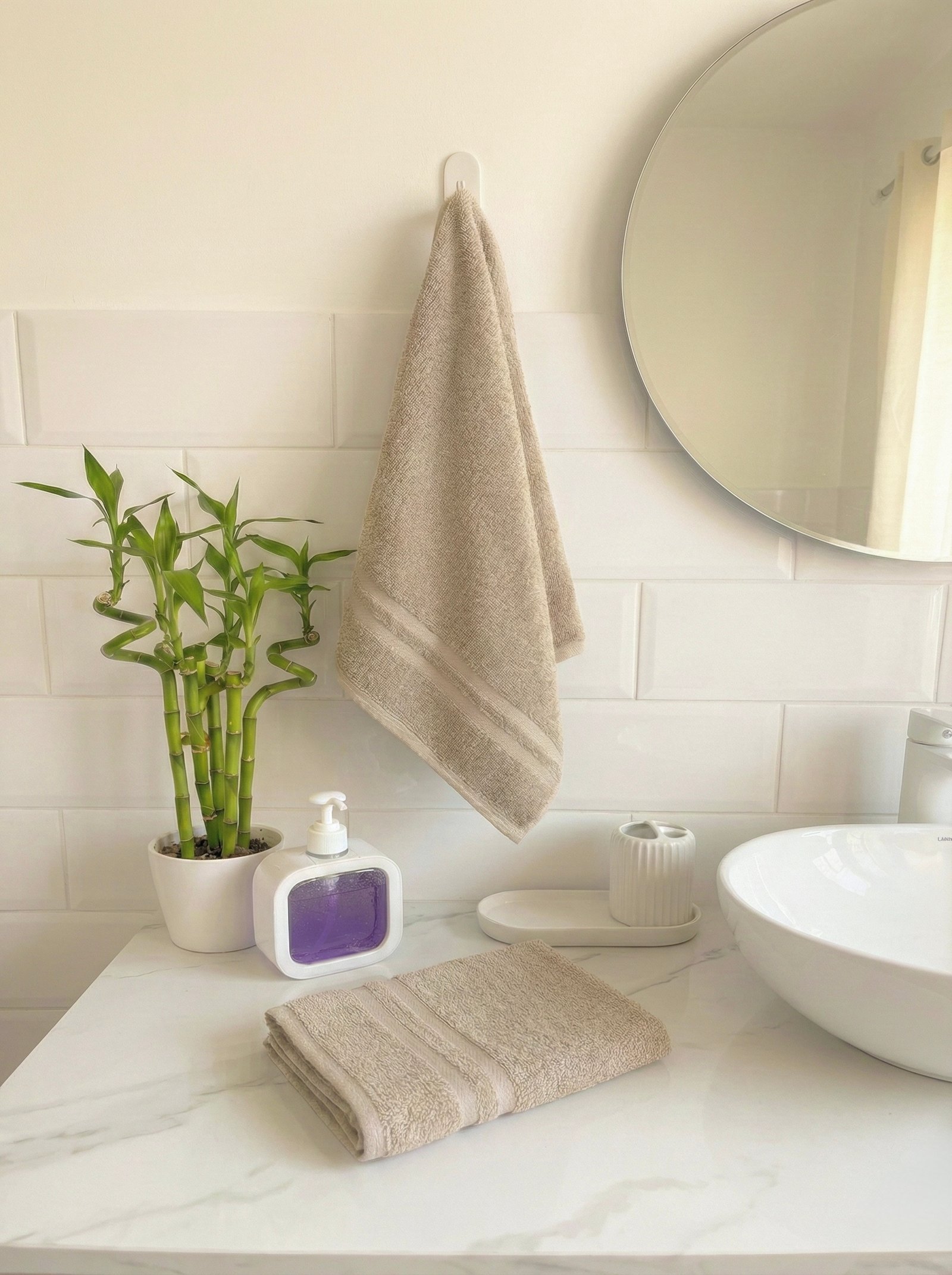 IMG_4224 Beige Bamboo Ultra-Soft 450 GSM 2-Pcs Hand Towels - Image 1